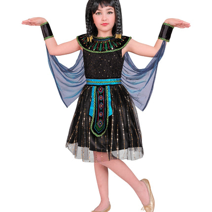 Teje Egyptisch kostuum meisjes close-up - Cleopatra jurkje met cape
