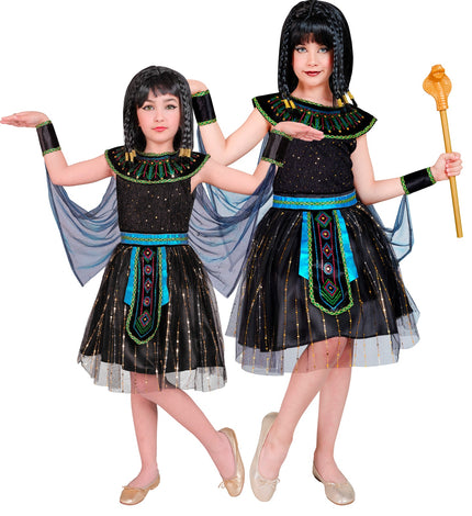 Egyptische koningin kind Teje - Cleopatra jurk meisjes met cape en armstukken