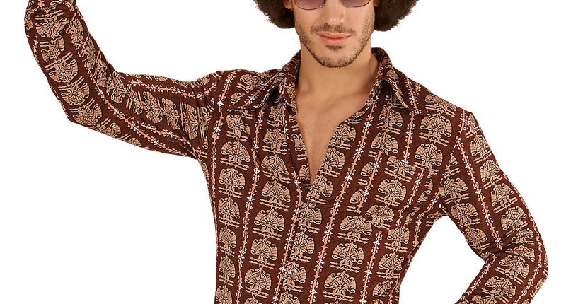 Jaren 70 disco hemd Groovy old school, retro seventies overhemd heren vooraanzicht