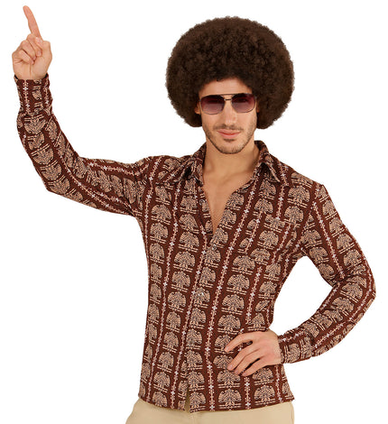 Jaren 70 disco hemd Groovy old school, retro seventies overhemd heren vooraanzicht