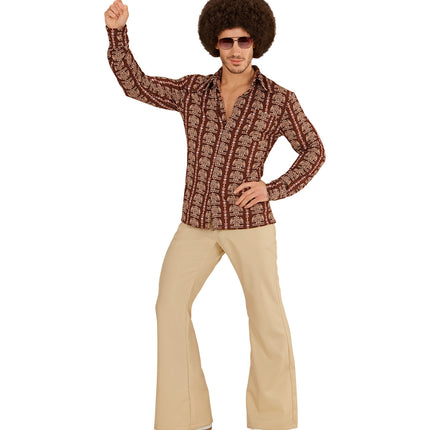 Old school groovy disco hemd jaren 70 achterkant, retro overhemd detail