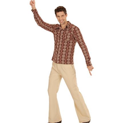 Disco hemd jaren 70 old school gedragen, retro groovy seventies overhemd heren