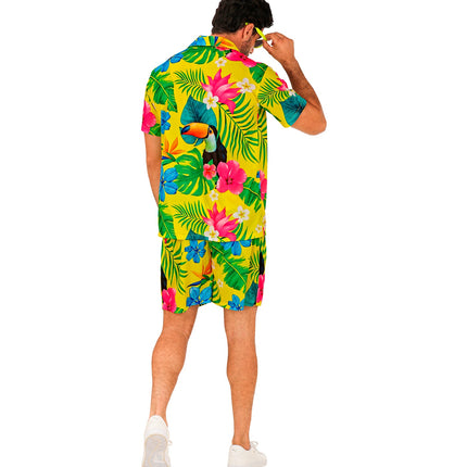 Zomer party set Toekan close-up - aloha hemd en short toekanmotief