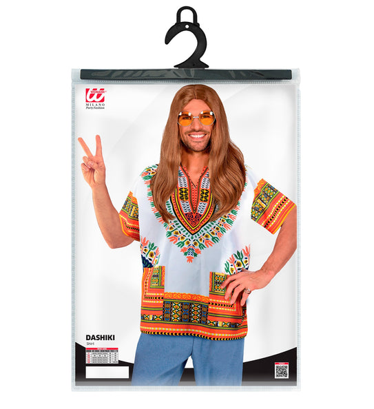 Dashiki Jimmy wit oranje achterkant - Afrikaans kostuum shirt heren
