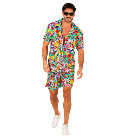 Zomer party set Skulls heren - Hawaii blouse en short met schedelprint