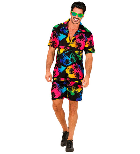 Zomer party set Palmtrees heren - Hawaii blouse en short met palmbomenprint