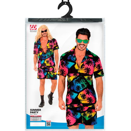 Zomer party set Palmtrees achterkant - Hawaii blouse en short heren tropisch