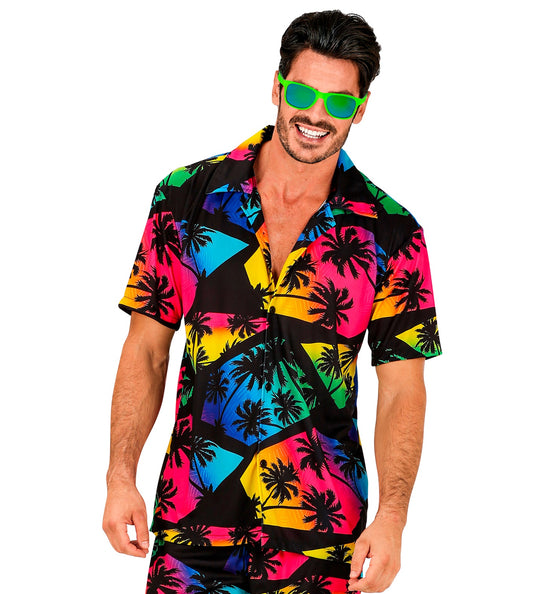 Zomer partyshirt Palmtrees heren - Hawaii blouse met palmbomenprint voor beach party