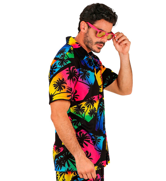 Hawaii blouse Palmtrees gedragen - palmbomen zomershirt tropisch beach party