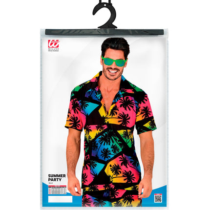 Zomer partyshirt Palmtrees achterkant - Hawaii blouse heren tropisch
