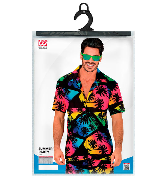 Zomer partyshirt Palmtrees achterkant - Hawaii blouse heren tropisch