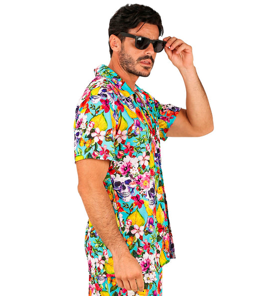 Hawaii blouse Skulls detail - schedel zomershirt tropisch beach party