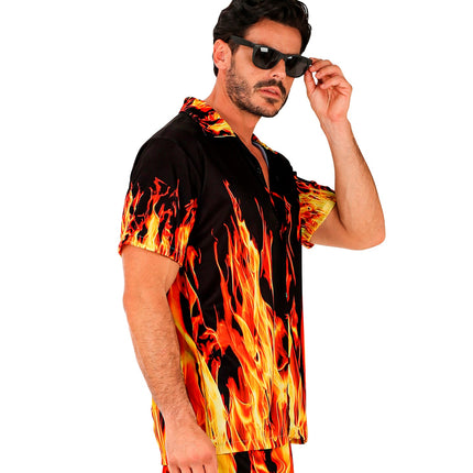 Hawaii blouse Flames gedragen - vlammen zomershirt tropisch beach party