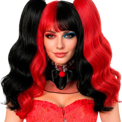 Pruik en hairextensions harlekijn voor dames achterkant – pruiken