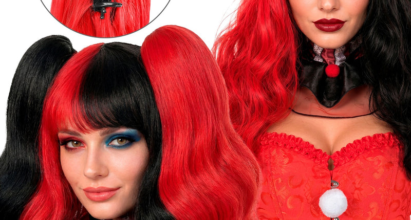 Pruik en hairextensions harlekijn voor dames vooraanzicht – pruiken