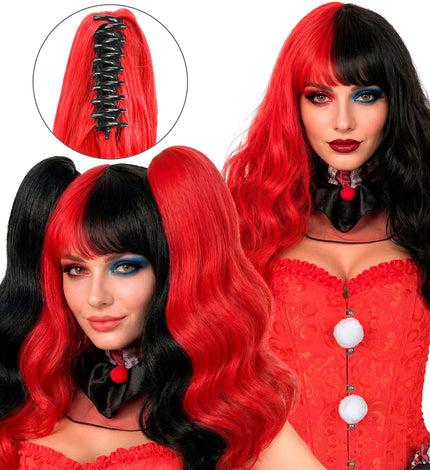 Pruik en hairextensions harlekijn voor dames vooraanzicht – pruiken