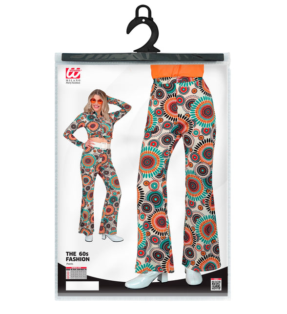 Jaren 70 broek vintage achterkant - kleurrijke retro hippie discobroek dames