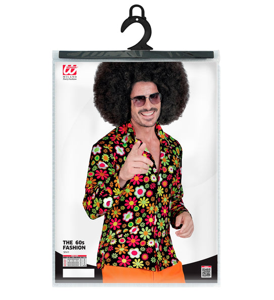 Jaren 70 flowers shirt heren achterkant - hippie discoshirt flower power retro
