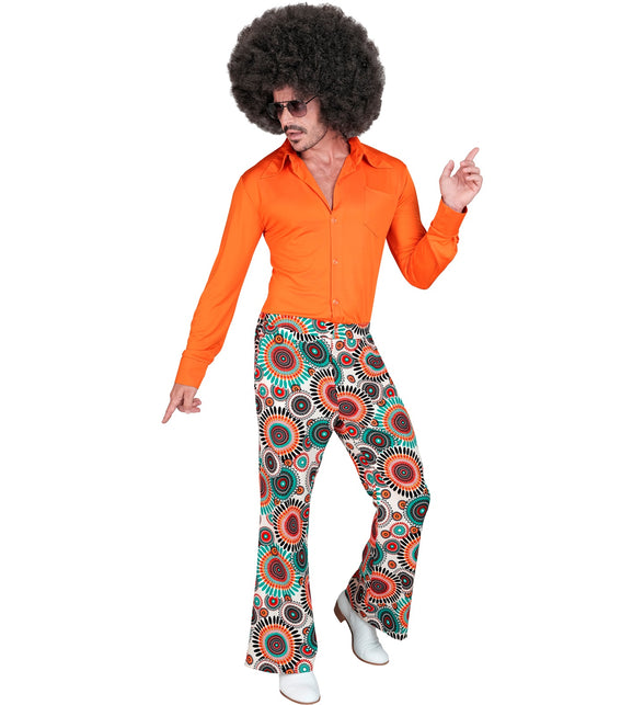 Jaren 70 vintage broek heren detail - kleurrijke hippie discobroek seventies