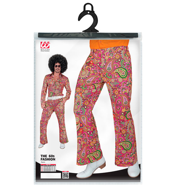 Jaren 70 broek paisley achterkant - kleurrijke hippie discobroek heren