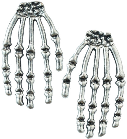 Oorbellen skelethand voor dames vooraanzicht – sieraden