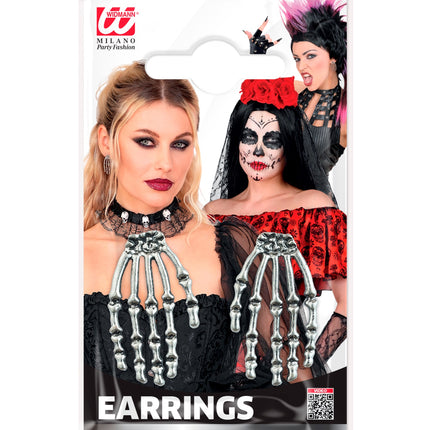 Oorbellen skelethand voor dames zijaanzicht – sieraden