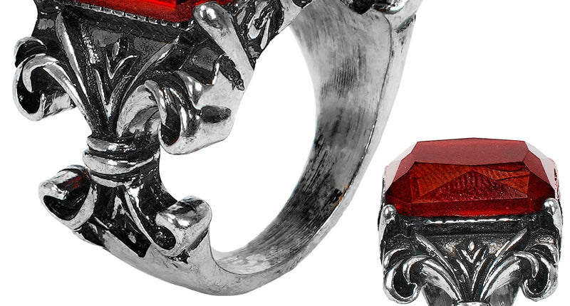 Ring gothic vampier edelsteen rood voor heren vooraanzicht – sieraden