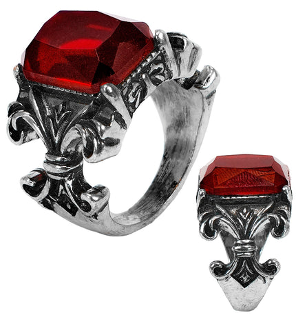 Ring gothic vampier edelsteen rood voor heren vooraanzicht – sieraden