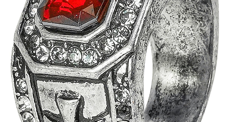 Ring strass en edelsteen rood voor heren vooraanzicht – sieraden