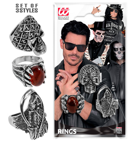 Ringen Halloween assorti 3 stijlen voor heren vooraanzicht – sieraden