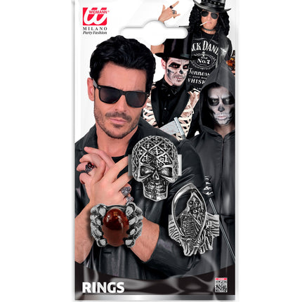 Ringen Halloween assorti 3 stijlen voor heren detailopname – sieraden
