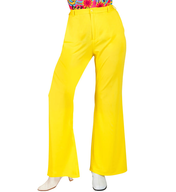 Jaren 70 damesbroek geel - gele hippie discobroek groovy style retro