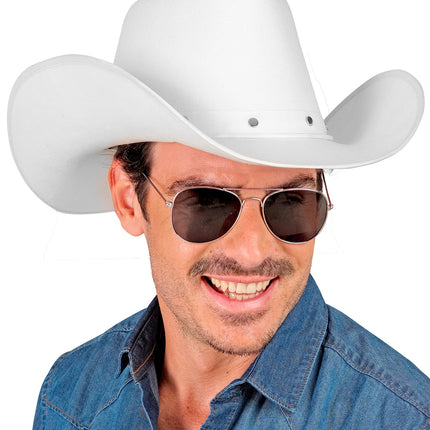 Cowboy hoed met studs vilt wit detailopname – hoeden