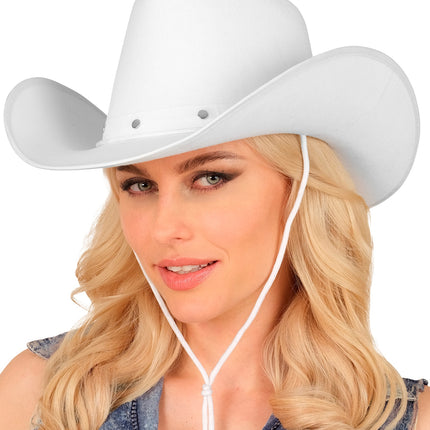 Cowboy hoed met studs vilt wit sfeerbeeld – hoeden