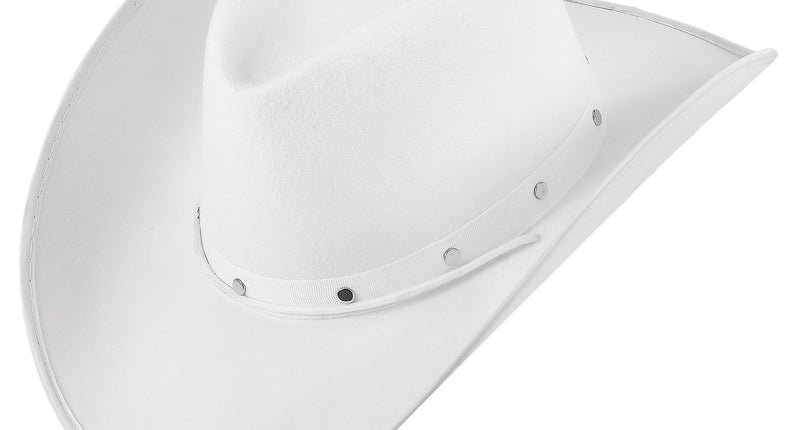 Cowboy hoed met studs vilt wit vooraanzicht – hoeden