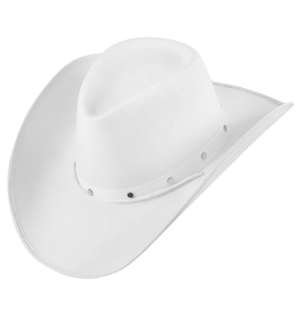 Cowboy hoed met studs vilt wit vooraanzicht – hoeden