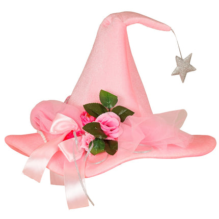 Feeen hoed roze voor dames achterkant – hoeden