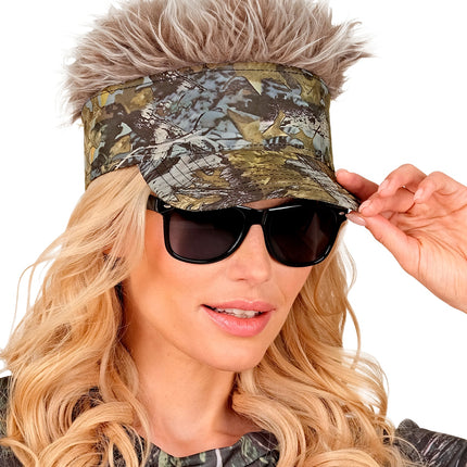 Zonneklep met pluche haar camouflage sfeerbeeld – hoeden