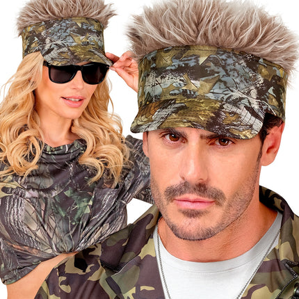 Zonneklep met pluche haar camouflage achterkant – hoeden