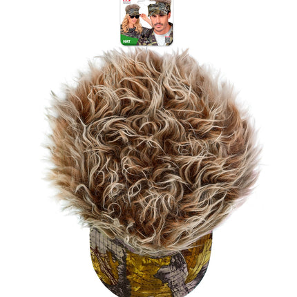 Zonneklep met pluche haar camouflage zijaanzicht – hoeden