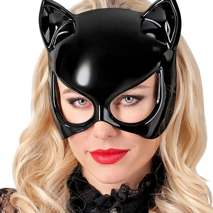 Oogmasker kat zwart voor dames detailopname – maskers