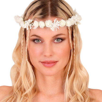 Tiara bloem wit sfeerbeeld – kleding accessoires