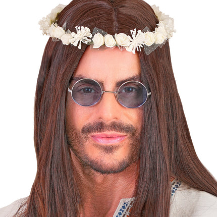 Tiara bloem wit close-up – kleding accessoires