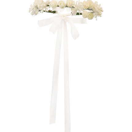 Tiara bloem wit zijaanzicht – kleding accessoires