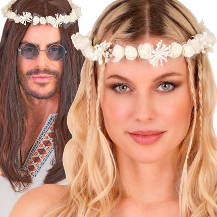 Tiara bloem wit detailopname – kleding accessoires