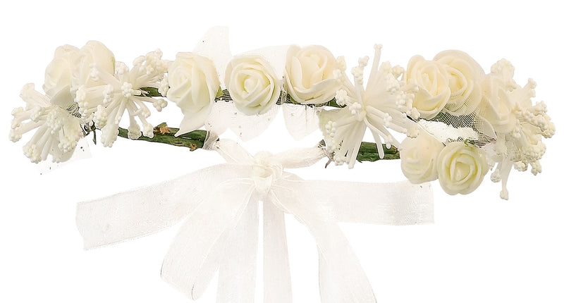 Tiara bloem wit vooraanzicht – kleding accessoires