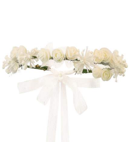 Tiara bloem wit vooraanzicht – kleding accessoires