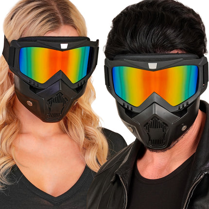 Tactische masker spiegelglazen regenboog achterkant – maskers