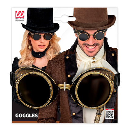 Steampunk stofbril antiek goud zijaanzicht – brillen
