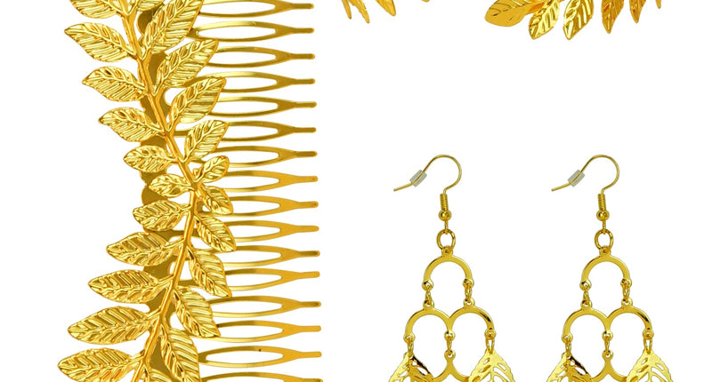 Sieradenset set lauwerkrans goud voor dames vooraanzicht – sieraden
